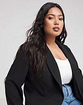 Black Single Breasted Relaxed Blazer