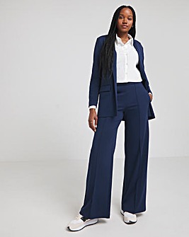 Navy Ponte Wide Leg Trousers