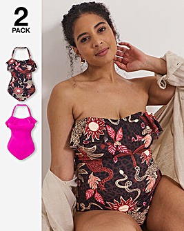 Simply Be 2 Pack Value Bandeau Ruffle Swimsuits