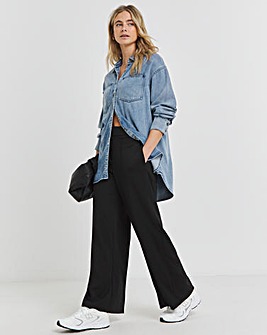 Black Ponte Wide Leg Trousers