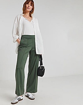 Khaki Ponte Wide Leg Trousers