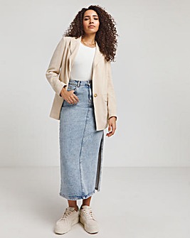 Stone Linen Single Breasted Relaxed Blazer