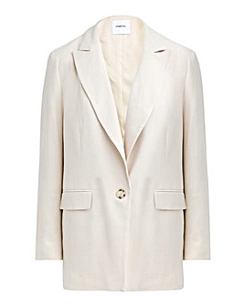 Simply Be Stone Linen Single Breasted Relaxed Blazer