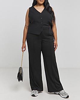 Black Tailored Jersey Wide Leg Trousers