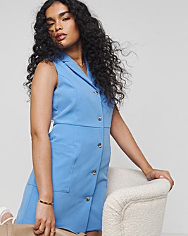 Blue Sleeveless Waistcoat Dress