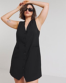 Black Boxy Waistcoat Dress