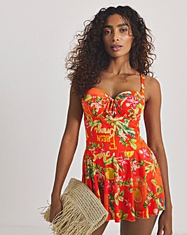 Figleaves Bandeau Underwired Tummy Control Swimdress