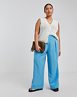 Blue Wide Leg Tailored Trouser