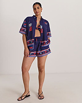 Simply Be Dolce Vita Cotton Shirt And Short Beach Co-ord