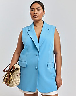 Blue Longline Tailored Waistcoat