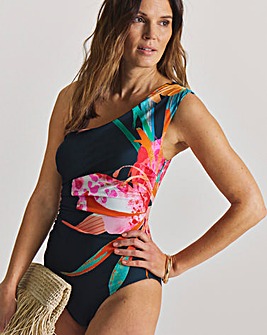 Magisculpt Statement Floral Print One Shoulder Swimsuit