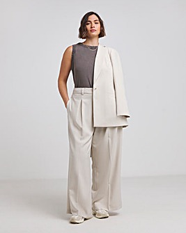 Stone Wide Leg Tailored Trouser