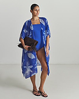 MAGISCULPT Tie Front Kaftan Shell Print