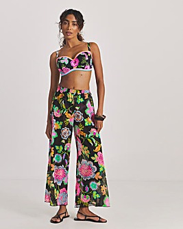 Figleaves Floral Print Mesh Beach Trousers