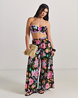 Figleaves Floral Print Mesh Beach Trousers
