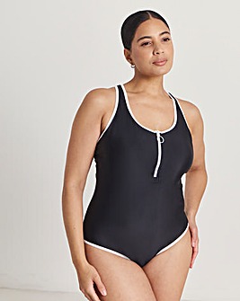Contrast Zip Front Swimsuit
