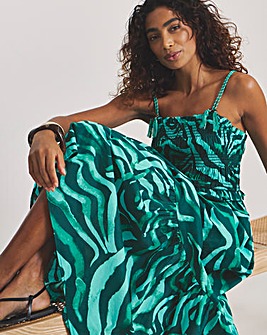 Shirred Floral Maxi Beach Dress