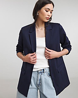 Navy Stretch Ponte Jersey Relaxed Blazer