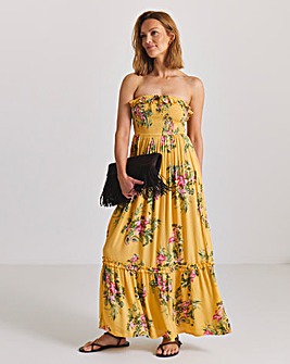 Figleaves Shirred Ruffle Detail Maxi Beach Dress