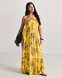 Figleaves Shirred Ruffle Detail Maxi Beach Dress