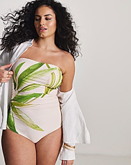 Magisculpt Statement Leaf Print Bandeau Tummy Control Swimsuit