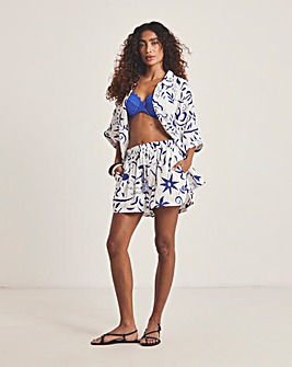 Printed Graphic Oversized Beach Shirt and Short Co-Ord Set