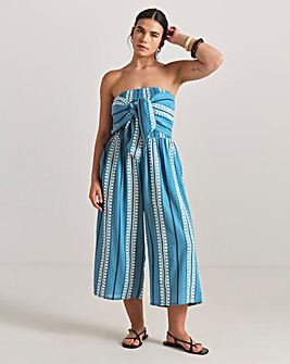 Jacquard Wrap Front Culotte Beach Jumpsuit