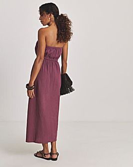 Wrap Front Cotton Bandeau Beach Midi Dress