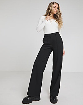 Wide Leg Tailored Workwear Trousers Long