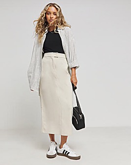 Neutral Tailored Maxi Skirt