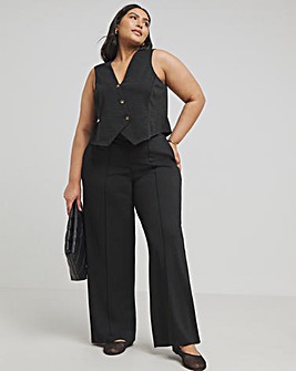 Black Ponte Wide Leg Trousers