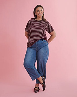 Red & Pink Stripe Slub Crew Neck T-Shirt