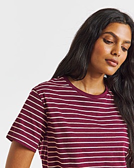 Red & Pink Stripe Slub Crew Neck T-Shirt