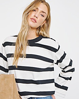 Black & White Stripe Wide Long Sleeve Top