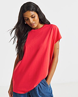 Red Slouchy Dip Back T-Shirt
