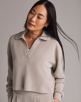 Sweaty Betty Sand Wash Crop Henley Sweatshirt