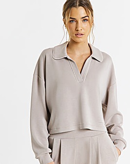 Sweaty Betty Sand Wash Crop Henley Sweatshirt