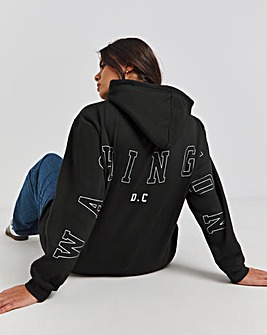 Black Washington Back Print Hoodie