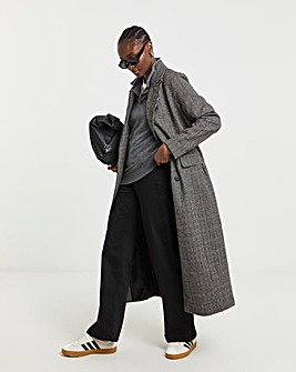 Check Slim Maxi Column Coat