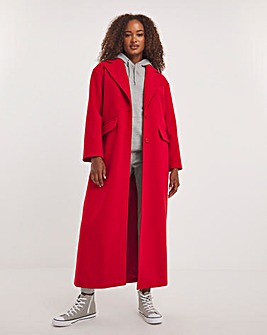 Red Faux Wool Maxi Coat