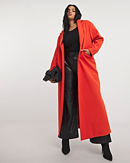 Orange Faux Wool Maxi Coat