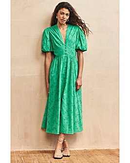 Nobody's Child Green Broiderie Starlight Midi Dress