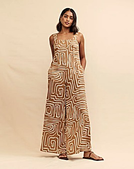 Nobody's Child Brown Abstract Brianna Jumpsuit