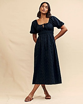 Nobody's Child Black Linen-blend Bardot Evelyn Midi Dress