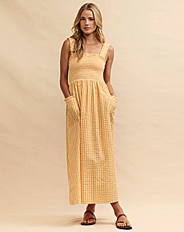 Nobody's Child Yellow Gingham Dionne Midi Dress