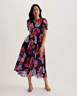 Ted Baker Sauzal Midi Tea Dress With Puff Sleeves