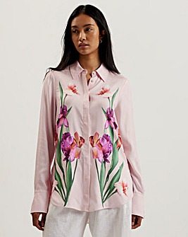 Ted Baker Danube Printed Longline Shirt With Pocket