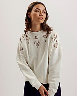 Ted Baker Rondha Embroidered Cut Out Sweatshirt