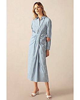 Ro&Zo Ruched Striped Shirt Dress