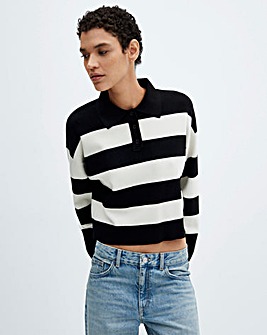 Mango Striped Polo - Neck Sweater